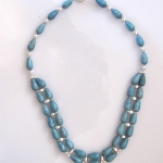 Roseann Krane , Teal and silver double necklace, Agate and Silver, 2013