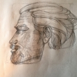Ellen M. Schimmel, Profile of Male with feathered hair, Pencil (Copy)