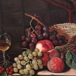 Harika Piccone, Still Life with Wine and Grapes, Oil on canvas