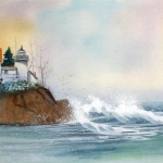Wendy Oliver, Lighthouse on the Bluff, 25x19, watercolor, 2012
