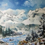 Herbert Estes, Winter in the Sierras, Watercolor