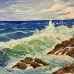 Sevinc Mesbah, Wave on the Rocks, Watercolor