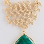 June Sablan, Emerald Gold Leaf Necklace