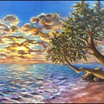 Mitchell Neto, Kahana Beach Sunrise, Oil Painting, 24 x 36, 2014