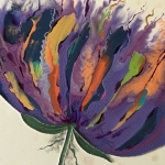 Kathy Flint, Purple Abstract Botanical, Mixed Media