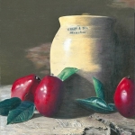 Maryann Kot, Red Pears with Crock, Colored Pencil, 24x20 2011
