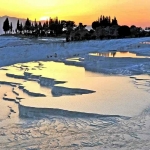 Sunset at the Travertine Terraces and Pools of Pamukale,Turkey, Photograph, ©2012