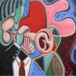 George Rammell, Trumpet Solo, Acrylic, 36 x 48