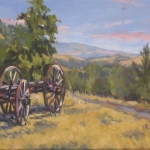 Debby Koonce, Tao House Wagon, acrylic 12\" x 24\", ©2012