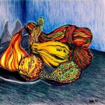 Leslie Swartz, 'Inky Gourds', Pen, ink and colored pencil, ©2007